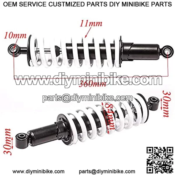 360mm 14 3/16" Rear Back Shock Absorbers Suspension for ATV Quad Buggy - Image 2