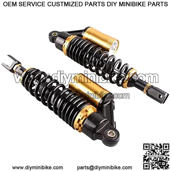 Pair 320mm Motorcycle Air Shock Absorbers Universal Fit for Honda Suzuki Yamaha Kawasaki ATV Go Kart Quad Dirt Sport Bikes Black & Gold Eye to Clevis - Image 3