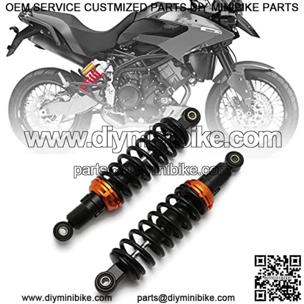 11" 280mm Motorcycle Universal Springs Suspension Adjustable Rear Shock Absorbers For Honda Kawasaki Suzuki Yamaha Aprilia Triumph Benelli Scooter (Black/Orange)