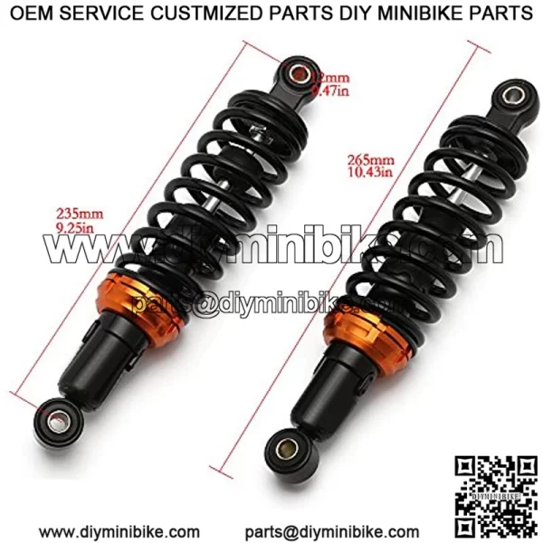 11" 280mm Motorcycle Universal Springs Suspension Adjustable Rear Shock Absorbers For Honda Kawasaki Suzuki Yamaha Aprilia Triumph Benelli Scooter (Black/Orange) - Image 2