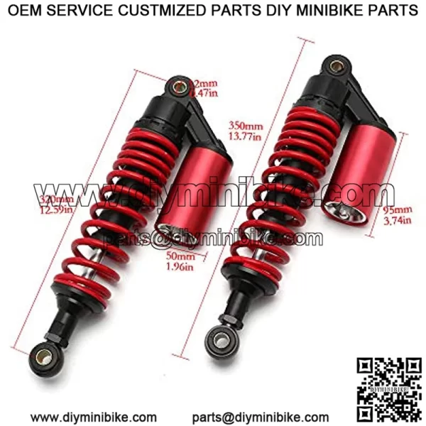 12.5" 320mm Motorcycle Universal Springs Air Suspension Adjustable Rear Gas Shock Absorbers For Honda Kawasaki Suzuki Yamaha Aprilia Triumph Benelli (Red) - Image 2