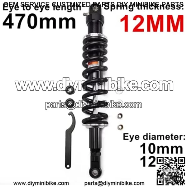 470mm 18.5 inch 12mm Spring Universal Motorbike Air Shock Absorber Rear Suspension ATV Quad Scooter Dirt Bike For CBR600 CBR400 CB500 YZF XC EXC