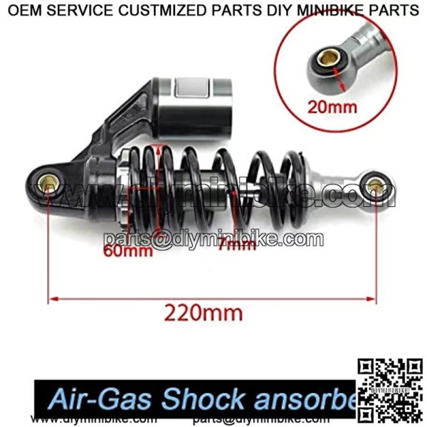 Motorcycle 220mm Rear Gas Nitrogen Motorcycle Shock Absorber Springs Suspension Length Damping for E-Bike Fit for Harley Scooter ATV Quad Go Karts Motorcycle Suspension - Image 2