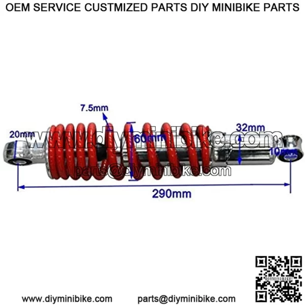 Pair 290mm 11 7/16" Rear Shock Absorber Suspension Sensa-Trac Load 700LBS for Quad ATV Go Kart Buggy - Image 2