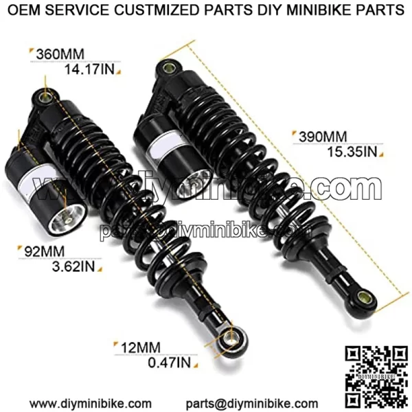 360mm 14.17 inch 8mm Spring Universal Motorcycle Air Shock Absorber Rear Suspension ATV Quad Scooter Dirt Bike For CBR600 CBR400 CB500 YZF XC EXC XCF Black,+ - Image 2