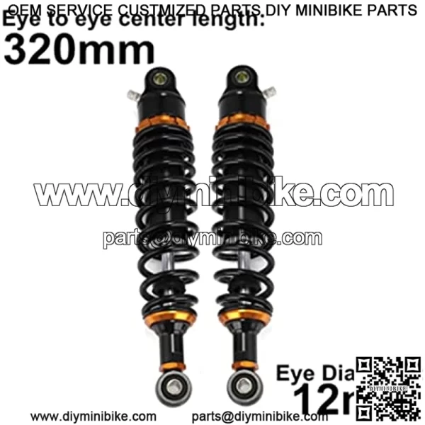 320mm 12.6 inch 7mm Spring Universal Motorbike Air Shock Absorber Rear Suspension ATV Quad Scooter Dirt Bike For 50cc 75cc 90cc 125cc 150cc 250cc 300cc