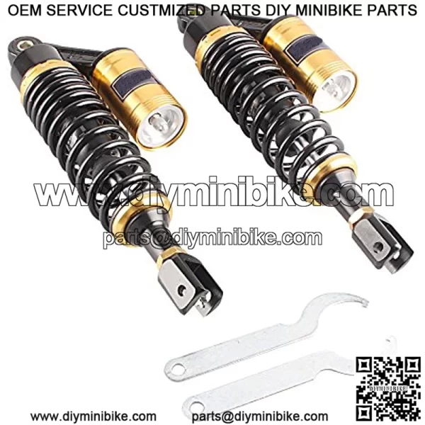 320mm 2Pcs Rear Motorcycle Shock Absorbers Suspension Eye to Clevis Universal for Kawasaki Honda Yamaha Suzuki Black & Gold,+