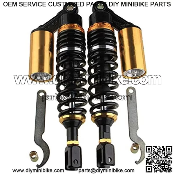 Templehorse 280mm 11" Pair Air Shock Absorbers Clevis Fit Scooter Moped Rear Suspension (BlackGold, 280MM)