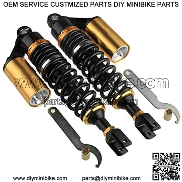 Templehorse 280mm 11" Pair Air Shock Absorbers Clevis Fit Scooter Moped Rear Suspension (BlackGold, 280MM) - Image 2