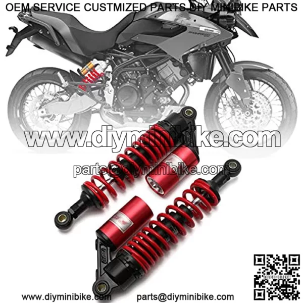 12.5" 320mm Motorcycle Universal Springs Air Suspension Adjustable Rear Gas Shock Absorbers For Honda Kawasaki Suzuki Yamaha BMW Aprilia Triumph Benelli (Red),+