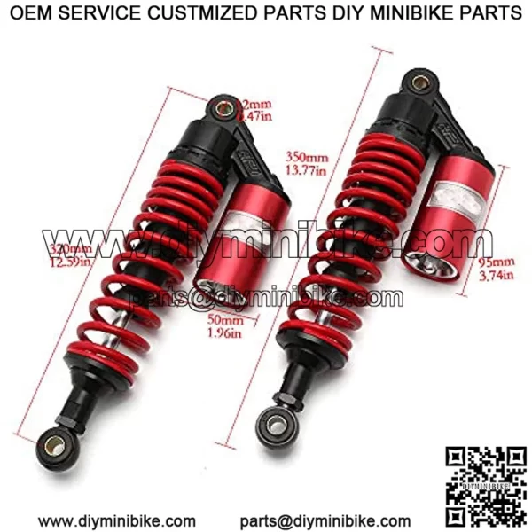 12.5" 320mm Motorcycle Universal Springs Air Suspension Adjustable Rear Gas Shock Absorbers For Honda Kawasaki Suzuki Yamaha BMW Aprilia Triumph Benelli (Red),+ - Image 2