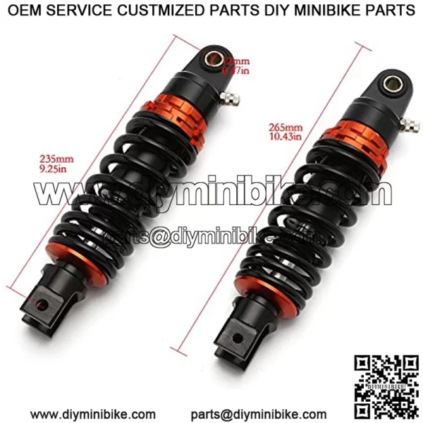 9.25" 235mm Motorcycle Universal Springs Air Suspension Adjustable Rear Gas Shock Absorbers For Honda Kawasaki Suzuki Yamaha Scooter (Black/Orange) - Image 2