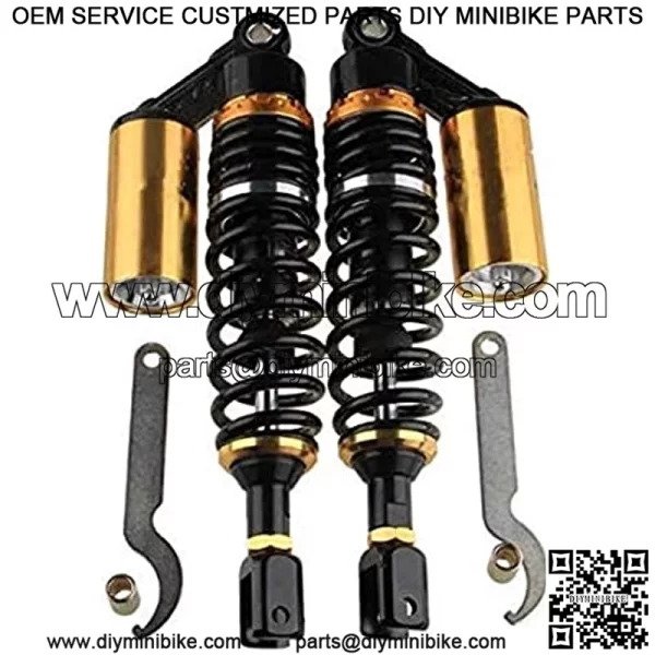 280mm 11" Pair Air Shock Absorbers Clevis Fit Scooter Moped Rear Suspension (BlackGold)