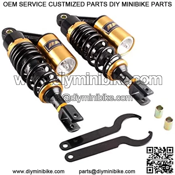 11inch 280mm Pair Motorcycle Shock Absorber Eye to Clevis Rear Suspension Universal For Honda Suzuki Yamaha Kawasaki ATV Go Kart Quad Dirt Sport Bikes Black & Gold (A pair)