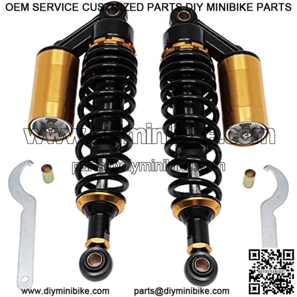 320mm Universal Motorcycle Rear Air Shock Absorbers Adjustable Rear Shock For Honda Kawasaki Suzuki Yamaha Go Kart dirt Scooters Street Sport Bike 12.6" Black Gold 2pc