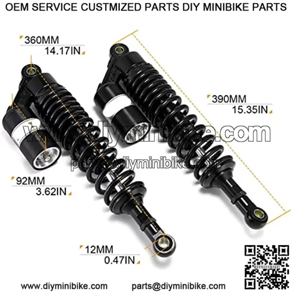 360mm 14.17 inch 8mm Spring Universal Motorcycle Air Shock Absorber Rear Suspension ATV Quad Scooter Dirt Bike For CBR600 CBR400 CB500 YZF XC EXC XCF Black - Image 2