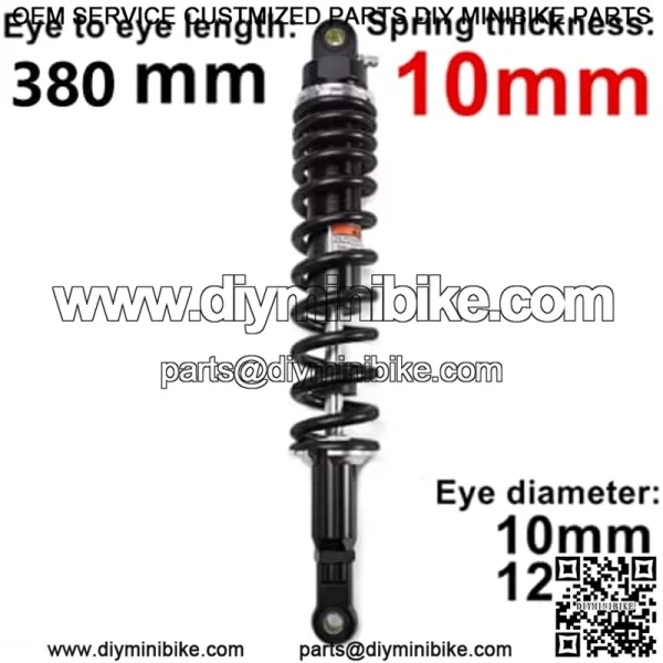 380mm 14.96 inch 10mm Spring Universal Motorbike Air Shock Absorber Rear Suspension ATV Quad Scooter Dirt Bike For YZF-R1 YZF-R6 YZF-125 XC EXC XCF