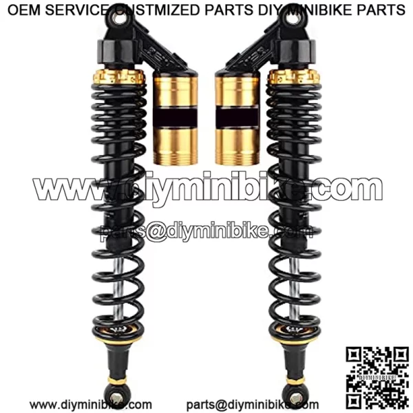 2 Pcs Motorcycle 440mm 17.3" Air Shocks Black & Gold ATV Shock Absorber UTV Shocks Universal For ATV UTV Go Kart Quad Dirt Bikes - Image 2