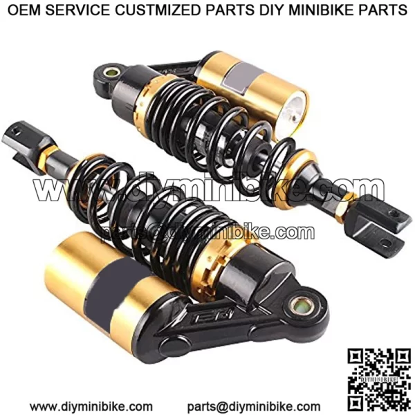 Pair 280mm Motorcycle Air Shock Absorbers Universal Fit for Honda Suzuki Yamaha ATV Go Kart Quad Dirt Sport Bikes Black & Gold Eye to Clevis - Image 3