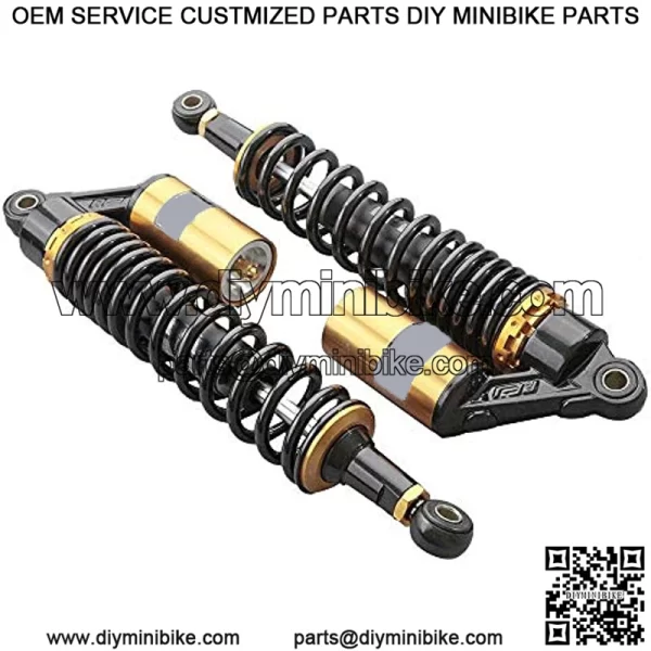 2PC 375mm Motorcycle Air Shock Absorbers Rear Suspension Universal Fits Most 150cc~750cc Street Bikes, Scooters and Moped Quad (ATV) Gold