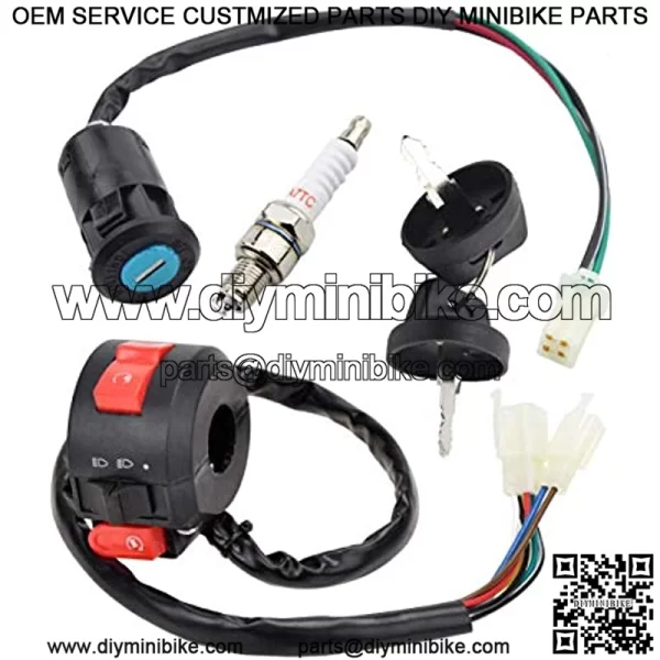 4 Wires Ignition Switch Key with Cap+3 Function Left Starter Switch Assembly for 50cc 70 cc 90cc 110 cc 125cc 150cc SUNL ATV Quad 4 Wheeler 125cc Apollo Dirt Bike Scooter Parts