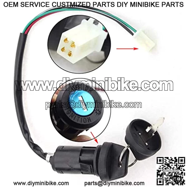 4 Wires Ignition Switch Key with Cap+3 Function Left Starter Switch Assembly for 50cc 70 cc 90cc 110 cc 125cc 150cc SUNL ATV Quad 4 Wheeler 125cc Apollo Dirt Bike Scooter Parts - Image 4