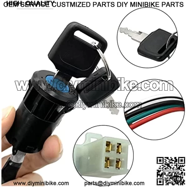 Ignition Switch with Key 4 Wire for TaoTao Buyang Coolsport Kazuma Sunl Coolster 50cc 70cc 90cc 110cc 125cc 150cc 200cc 250cc Quad Super Pocket Dirt Bike ATV & Scooters - Image 2