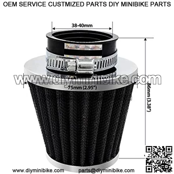 SR1-AF3 38mm Air Filter for GY6 50cc QMB139 Moped Scooter Off Road Motorcycle ATV Quad Wheeler XR50 CRF50 XR CRF 90cc 110cc 125cc Dirt Pit Bike