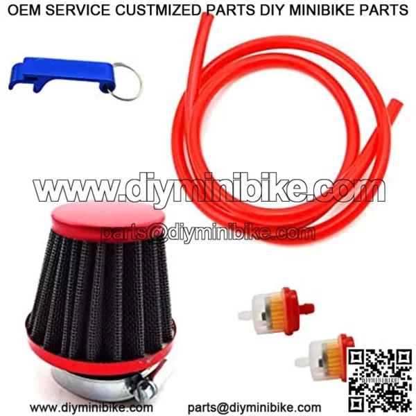 Red 38mm Air Filter Fule Cleaner Gas Line Hose For 50cc 70cc 90cc 110cc 125cc Dirt Pit Bike ATV Quad Monkey Bike Motocross Motorcycle Go Kart Cart And GY6 50cc QMB139 Engine Scooter Moped