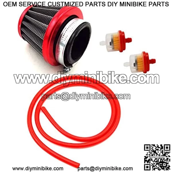 Red 38mm Air Filter Fule Cleaner Gas Line Hose For 50cc 70cc 90cc 110cc 125cc Dirt Pit Bike ATV Quad Monkey Bike Motocross Motorcycle Go Kart Cart And GY6 50cc QMB139 Engine Scooter Moped - Image 3