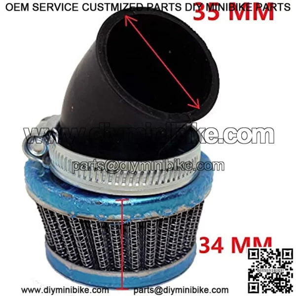 35mm ID Curved Air Filter for 50cc 70cc 90cc 100cc 110cc 125cc 4 Stroke ATVs Dirt Bikes Go Karts Pocket Bikes Scooters Mopeds Compatible with PZ19 Carburetors