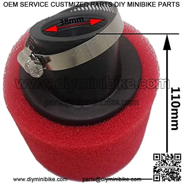 1.5 Inches Air Filter Sponge Foam Cleaner for Dirt Pit Bike ATV CRF KLX Motorcycle (Red) - Image 2