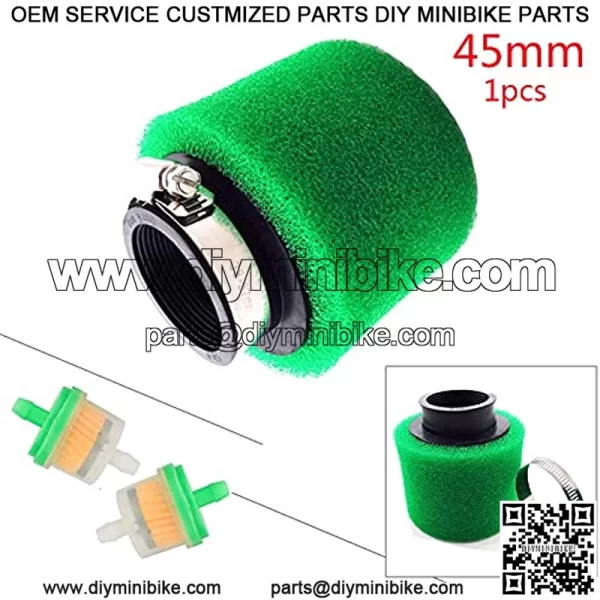 45mm Foam Air Filter Cleaner For 125cc-150cc 200cc 250cc GY6 PZ24 PZ30 VM26 Engine Pit Dirt Bike Motorcycle Go Kart Scooter Moped CRF50 XR50 ATV Quad 4 Wheeler (Green)