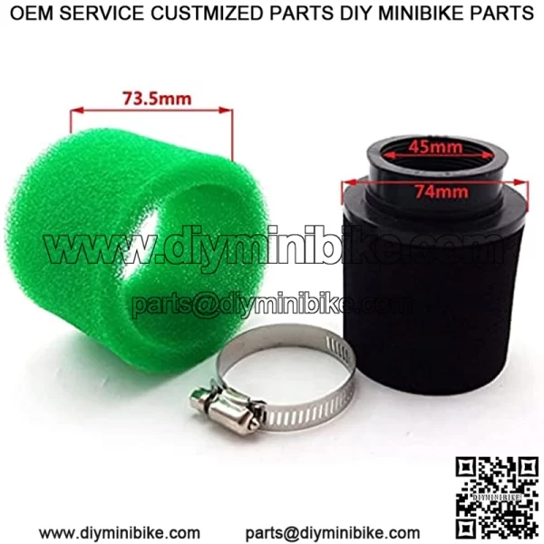 45mm Foam Air Filter Cleaner For 125cc-150cc 200cc 250cc GY6 PZ24 PZ30 VM26 Engine Pit Dirt Bike Motorcycle Go Kart Scooter Moped CRF50 XR50 ATV Quad 4 Wheeler (Green) - Image 2