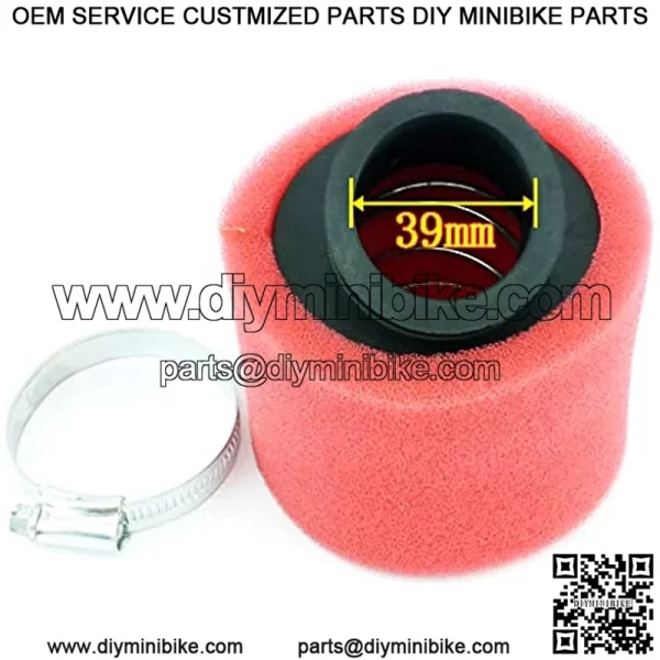 38mm 39mm 40mm 1.5inch Red Angled Double Foam Pod Performance Air Filter Compatible with 50cc 90cc 110cc 125cc 150cc GY6 Motorcycle ATV Scooter Quad Go Kart Moped Pit Dirt Bike Kawasaki Yamaha - Image 2