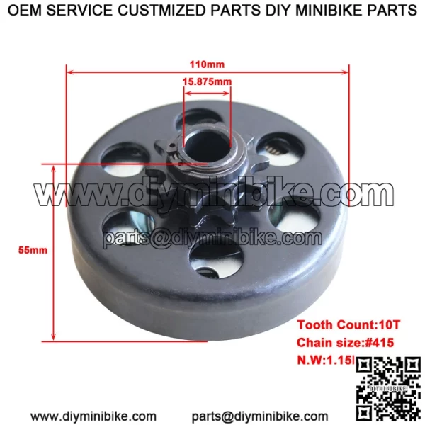 10T 5/8" #415 centrifugal clutch - Image 4