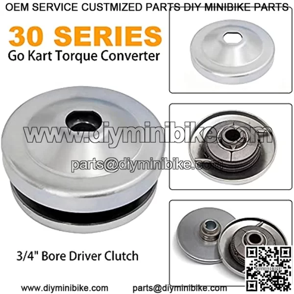 30 Series Go Kart Torque Converter Clutch 3/4" Bore Mini Bike Clutch Driver Pulley Compatible for Comet Manco Max Torque