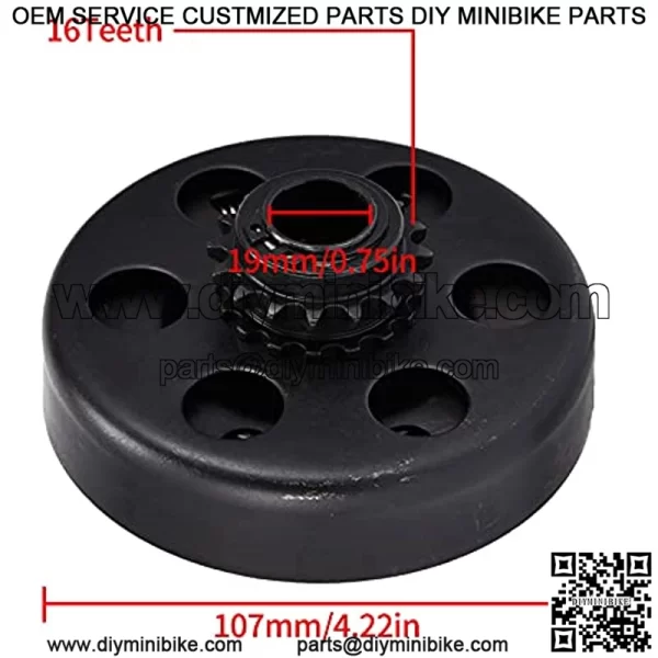 Go Kart Centrifugal Clutch 3/4 inch Bore 16 Tooth 16T 6.5HP #219 Chain 2100rpm Compatible with Mini Bike and Go Kart Racing - Image 3