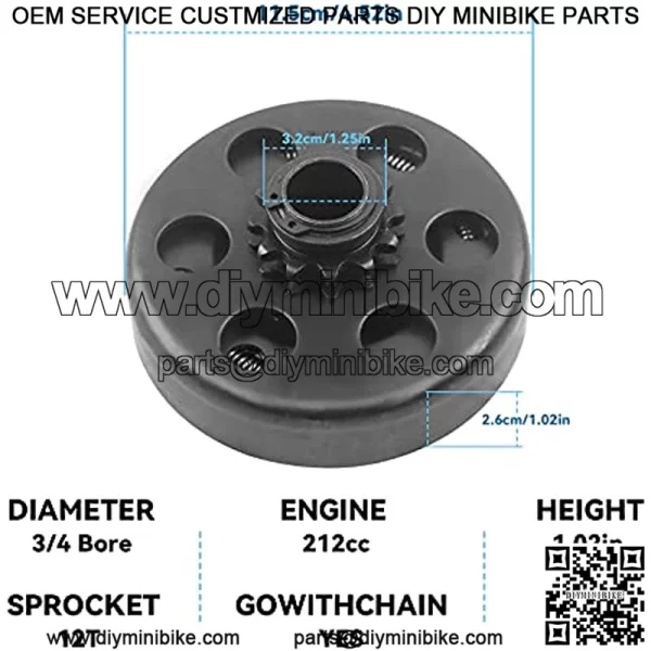 Go Kart Mini Bike Centrifugal Clutch 3/4 Bore 12T with #35 Chain Screws Fit for Go Kart Minibike Honda Engines - Image 4