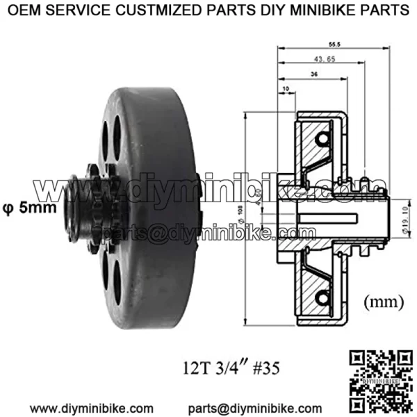 Centrifugal Clutch 3/4" Bore 12 Tooth #35 Chain Compatible For Go Karts Clutch Mini Bike Replace Parts - Image 2