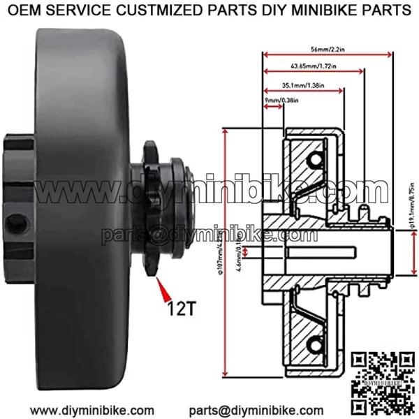 12T Centrifugal Clutch 3/4 Bore 12 Tooth with 35 Chain for Go Karts/Mini Bike/Lawnmower Fun Kart 2-7 HP Engine Replacement for GX160 GX200 GX140 GX120 GC160 GC19 - Image 2