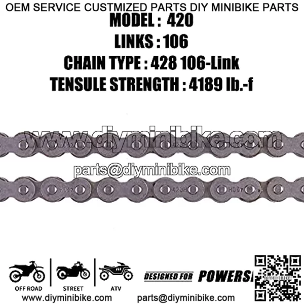 420H Motorcycle Chain+ Chain Breaker,106-Link Heavy Duty Drive Chain - Image 2