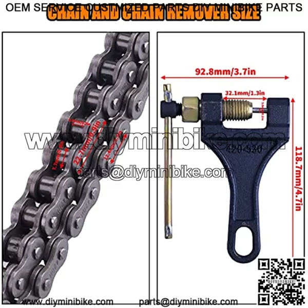 420H Motorcycle Chain+ Chain Breaker,106-Link Heavy Duty Drive Chain - Image 3