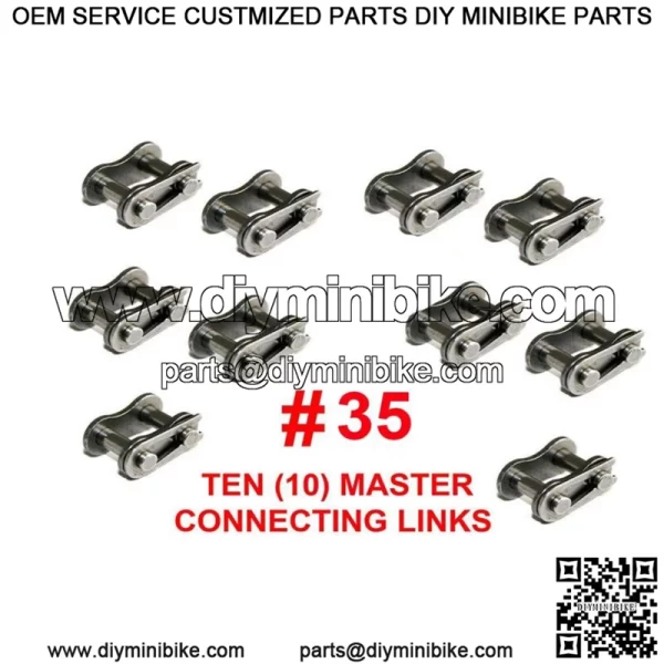 10 CONNECTING LINKS #35 FOR ROLLER CHAIN #35, GO KARTS, MINI BIKES, 4X4