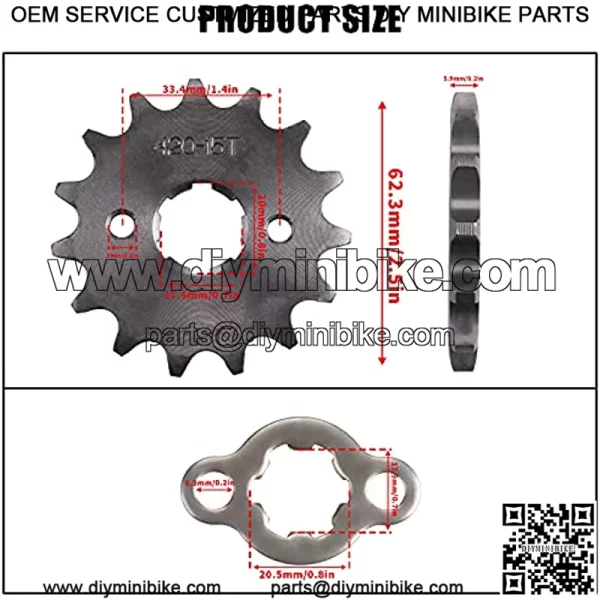 Motorcycle 420-15T Front Sprocket 20mm Compatible with 50cc 70cc 90cc 110cc 125cc Dirt Pit Bike Mini Bike ATV 4 Wheeler Moped - Image 2