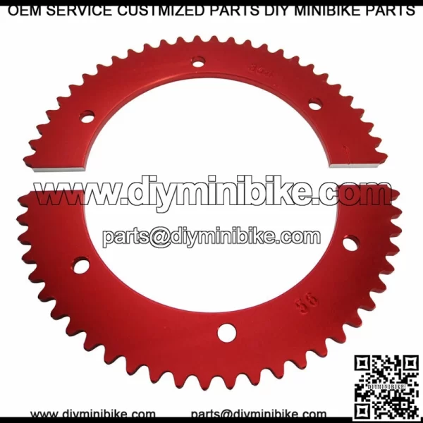 Pit Parts 56 Tooth #35 Chain Red Split Sprocket - Mini Bike & Go Kart Parts PP56