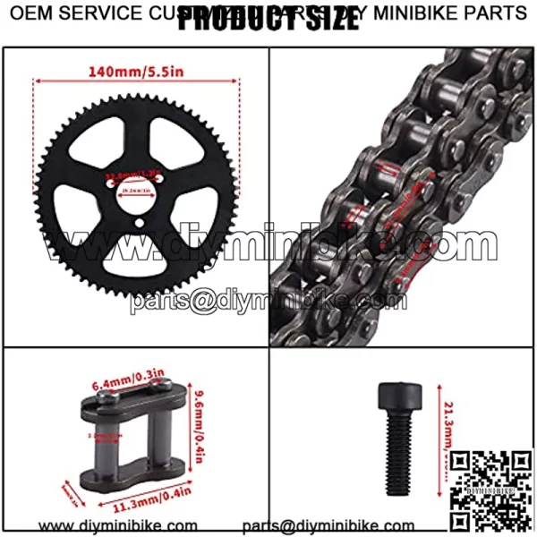 25H 136Links Chain + 68T 68 Tooth Rear Sprocket,fit for 49CC Mini Small Sports Car Pocket Bike 2 Stroke Off-Road Motorcycle Chain Pinion Chain Drive Gear - Image 3