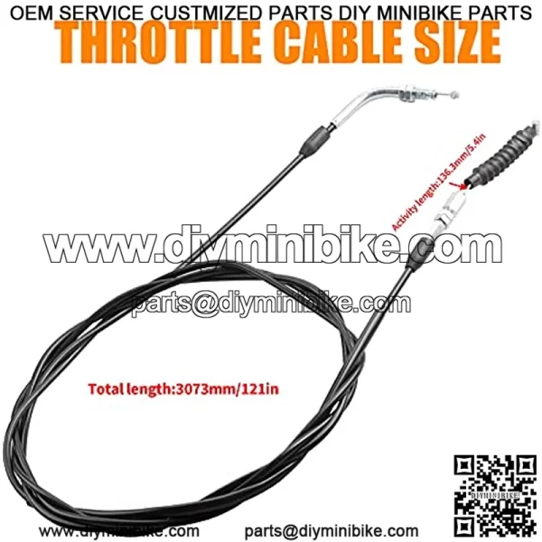 Throttle cable, 121" Throttle Cable Compatible with Go Kart 150 250cc Kazuma Kandi Roketa Gk-28a Sunl Spyder - Image 3