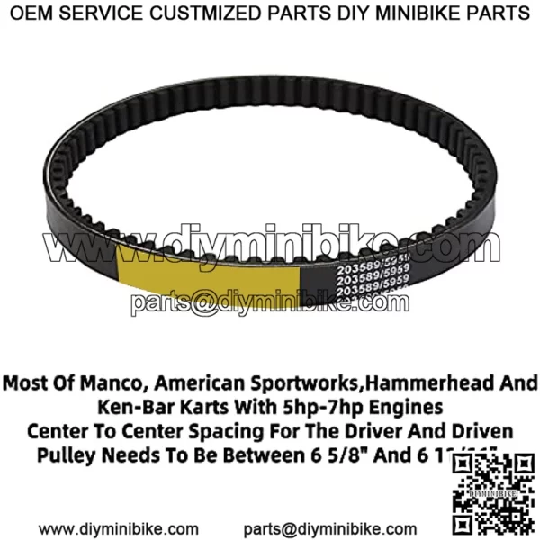 30 Series Go Kart Drive Belt Replace Manco 5959 / Comet 203589 / Murray 12-8487 / Baja Motorsports BB65-395 / Ken-Bar 300-009 255-299 / Rotary 8487.(3 PCS) - Image 2