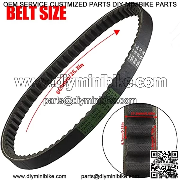 139QMB Reinforced 669-18-30 Racing CVT Drive Belt Compatible with GY6 49cc 50cc?? Roketa Baja Tank Jmstar Taotao Jonway Vespa Chinese Scooter Moped ATV (Pack of 1 V-Belt) - Image 3